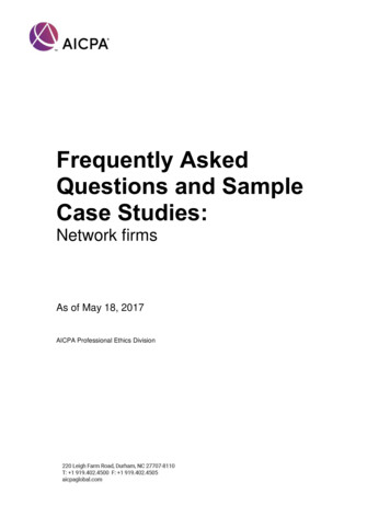 Frequently Asked Questions And Sample Case Studies - AICPA