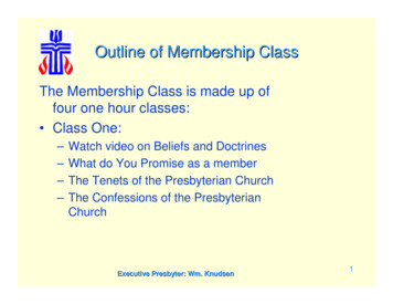 Outline Of Membership Class - Presbytery Of Northumberland