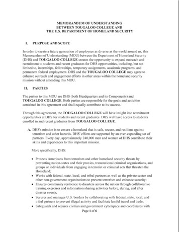 Memorandum Of Understanding Between Tougaloo College And The U.s .