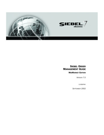 Siebel Order Management Guide, MidMarket Edition