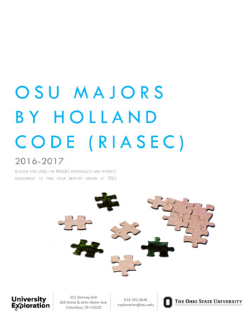 OSU MAJORS BY HOLLAND CODE (RIASEC) - Ohio State University