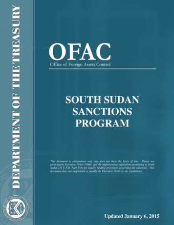 SOUTH SUDAN SANCTIONS PROGRAM - U.S. Department Of The Treasury