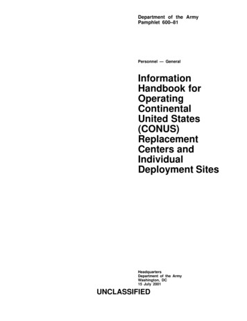 Information (CONUS) Centers And Individual Deployment Sites