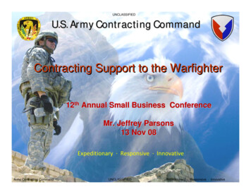 U.S. Army Contracting Command Contracting Support To The Warfighter
