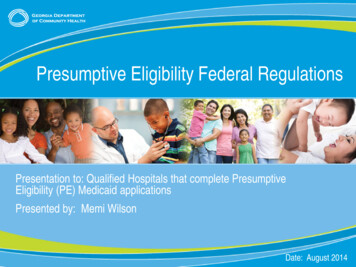 Presumptive Eligibility Federal Regulations - Dch.georgia.gov