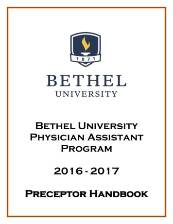 Bethel University Physician Assistant Program 2016 - 2017 Preceptor .