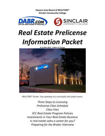 Real Estate Prelicense Information Packet - Dayton REALTORS 