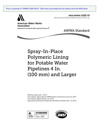Spray-In-Place Polymeric Lining For Potable Water Pipelines 4 In. (100 .