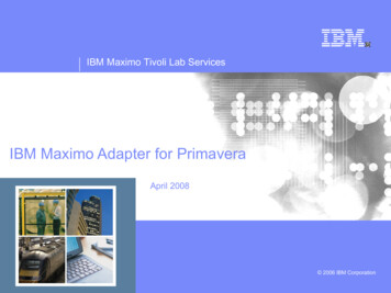 IBM Maximo Adapter For Primavera