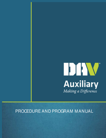 Procedure And Program Manual - DAV Auxiliary
