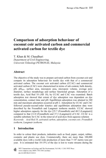 Comparison Of Adsorption Behaviour Of Coconut Coir Activated Carbon And .