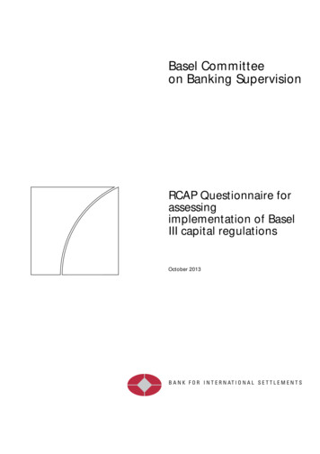Questionnaire For Assessing Implementation Of Basel III Capital Regulations