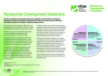 Researcher Development Framework Researcher Development Statement - Vitae