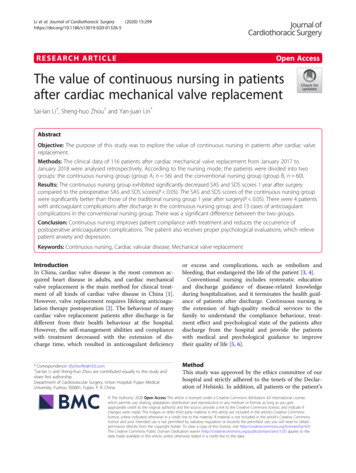 The Value Of Continuous Nursing In Patients After Cardiac Mechanical .