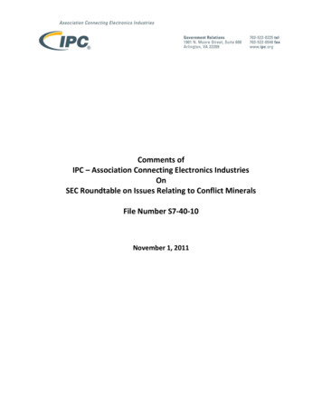 Comments Of IPC Association Connecting Electronics Industries On SEC .