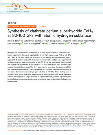 Synthesis Of Clathrate Cerium Superhydride CeH9 At 80-100 GPa With .