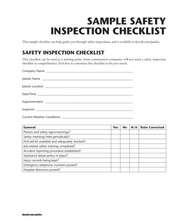 SaMple Safety InSpectIon ChecklISt - Cengage