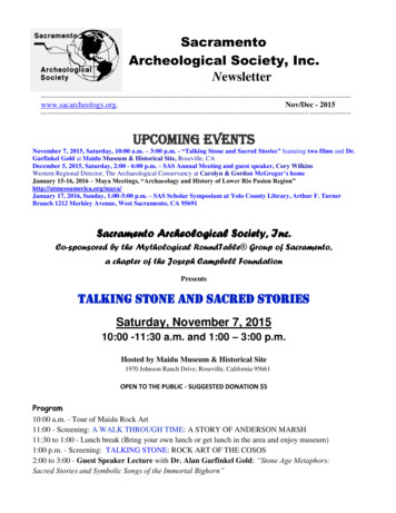 UPCOMING EVENTS - Sacramento Archeological Society, Inc.