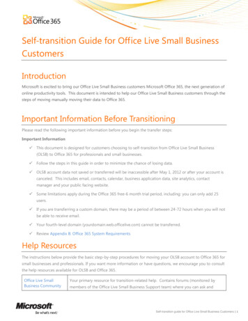 Self-transition Guide For Office Live Small Business Customers