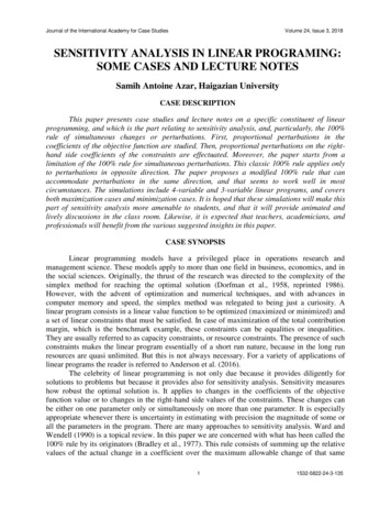 Sensitivity Analysis In Linear Programing: Some Cases And Lecture Note
