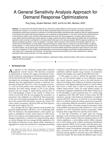 1 A General Sensitivity Analysis Approach For Demand Response Optimizations