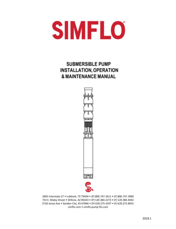 Submersible Pump Installation, Operation & Maintenance Manual - Simflo