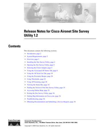 Release Notes For Cisco Aironet Site Survey Utility 1