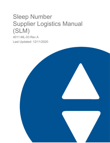 Supplier Logistics Manual (SLM) (4011-ML-03) - Sleep Number