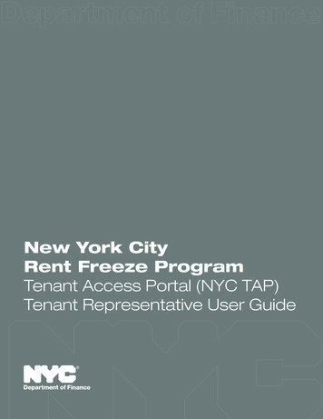 Tenant Access Portal (NYC TAP) Tenant Representative User Guide