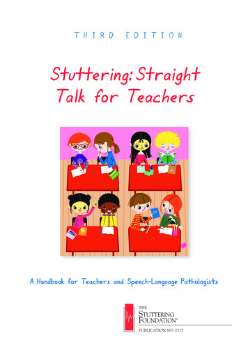 Stuttering: Straight Talk For Teachers