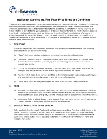 Intellisense Systems Inc. Firm Fixed Price Terms And Conditions