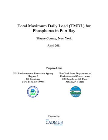 Total Maximum Daily Load (TMDL) For Phosphorus In Port Bay
