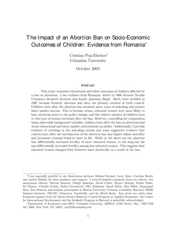 The Impact Of An Abortion Ban On Socio-Economic Outcomes Of Children .
