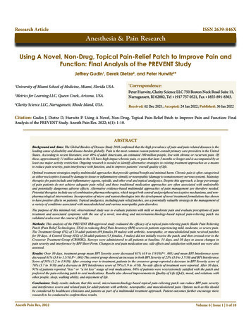 Research Article ISSN 2639-846X Anesthesia & Pain Research - SciVision Pub