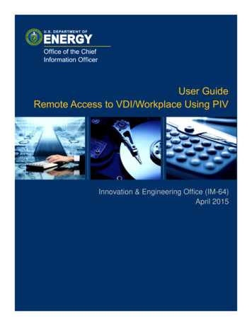 User Guide Remote Access To VDI/Workplace Using PIV Card - Energy