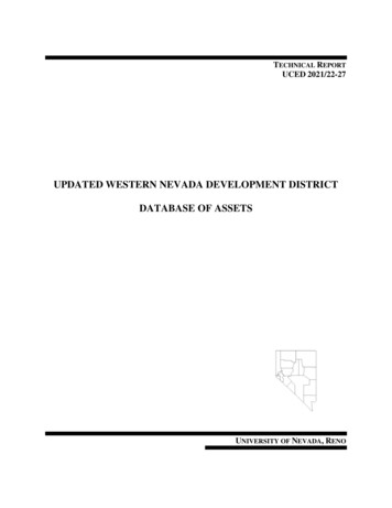 Updated Western Nevada Development District Database Of Assets