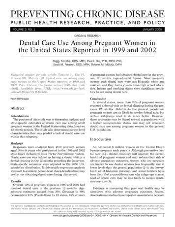 ORIGINAL RESEARCH Dental Care Use Among Pregnant Women In The United .