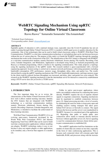 WebRTC Signaling Mechanism Using NpRTC Topology For Online Virtual .