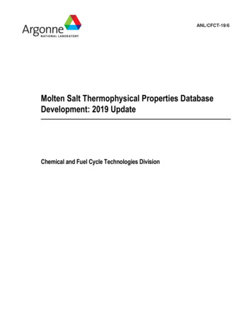Molten Salt Thermophysical Properties Database Development: 2019 . - ANL