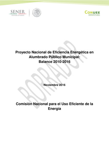 Proyecto Nacional De Eficiencia Energética En Alumbrado Público . - Gob