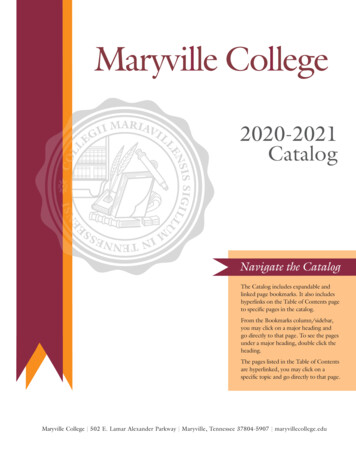 Maryville College 2020-21 College Catalog