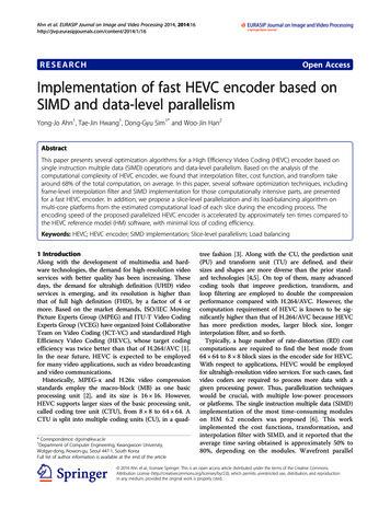RESEARCH Open Access Implementation Of Fast HEVC Encoder Based On SIMD .