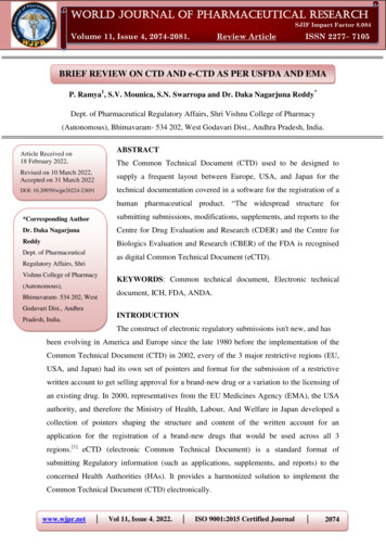 BRIEF REVIEW ON CTD AND E-CTD AS PER USFDA AND EMA - Amazon Web Services