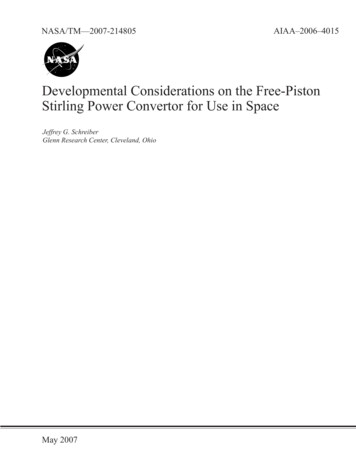 Developmental Considerations On The Free-Piston Stirling Power . - NASA