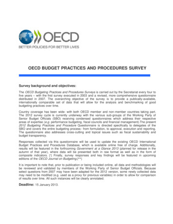 Oecd Budget Practices And Procedures Survey