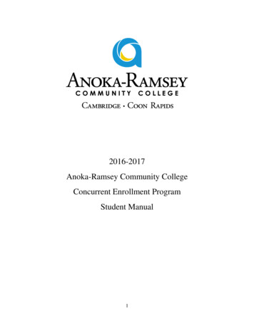 2016-2017 Anoka-Ramsey Community College Concurrent Enrollment Program .