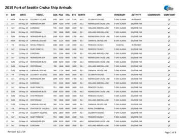 2019 Port Of Seattle Cruise Ship Arrivals