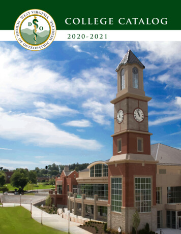 2020-2021 College Catalog - West Virginia School Of Osteopathic Medicine