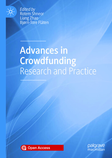 Advances In Crowdfunding Research And Practice - OAPEN