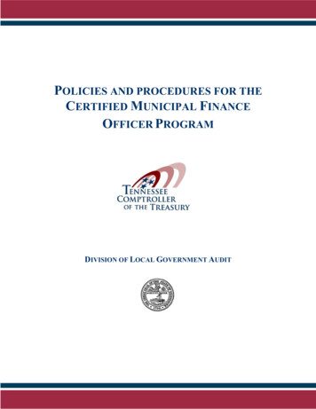 CMFO Policies And Procedures 2022 - Tennessee